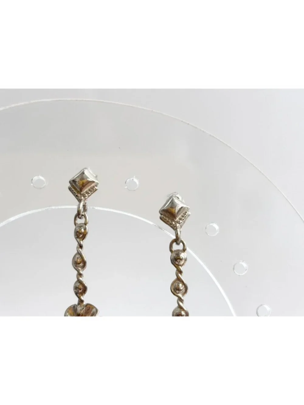 Baltic Amber Sunflower Shaped Spiral Vintage Sterling Silver 925 Dangle Earrings